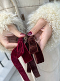 Burgundy Velvet Ribbon Hair Clip Bow