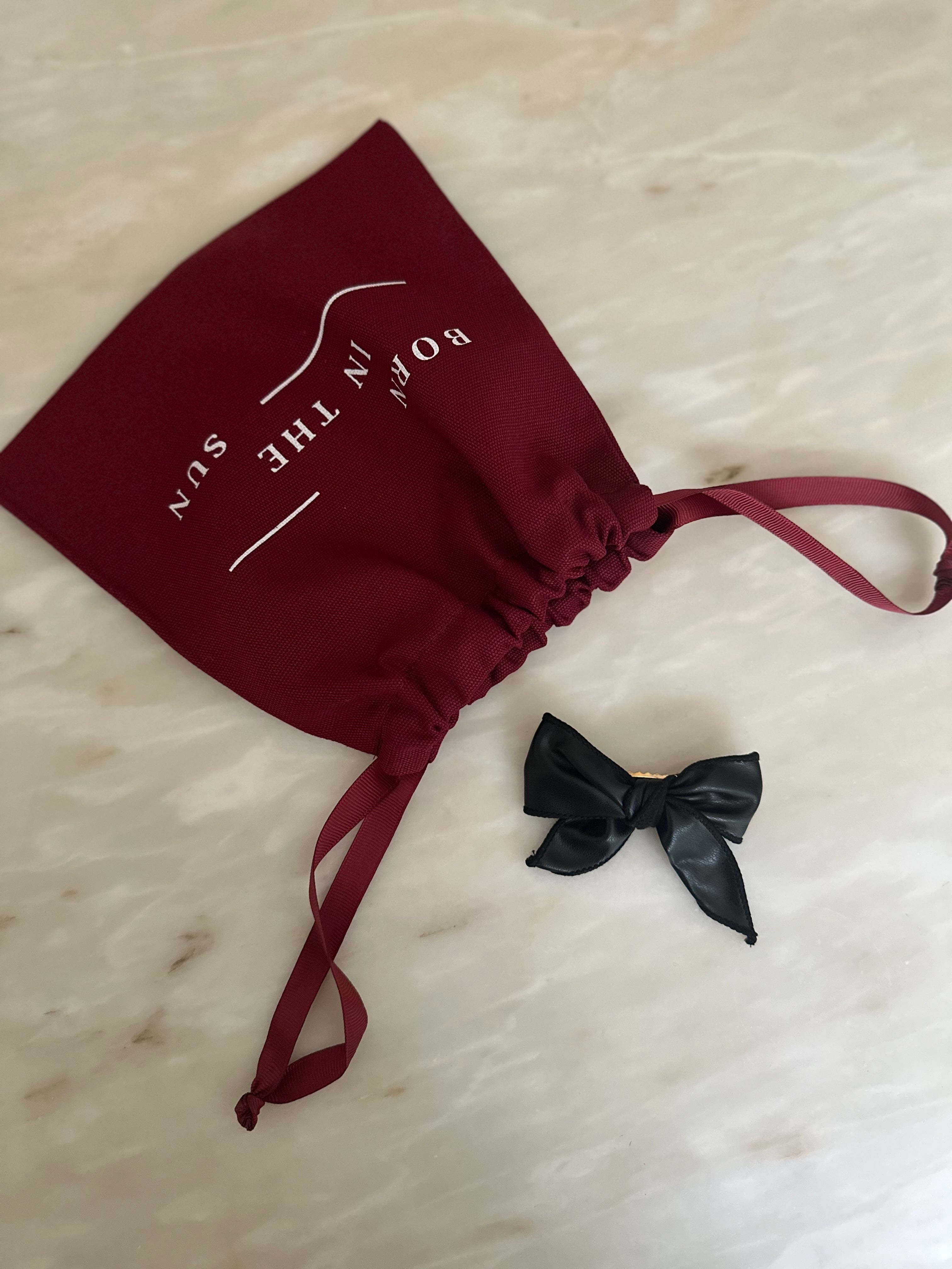 Black Faux Leather Hair Clip Bow