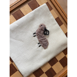 Hand towel linen with wool ram taupe