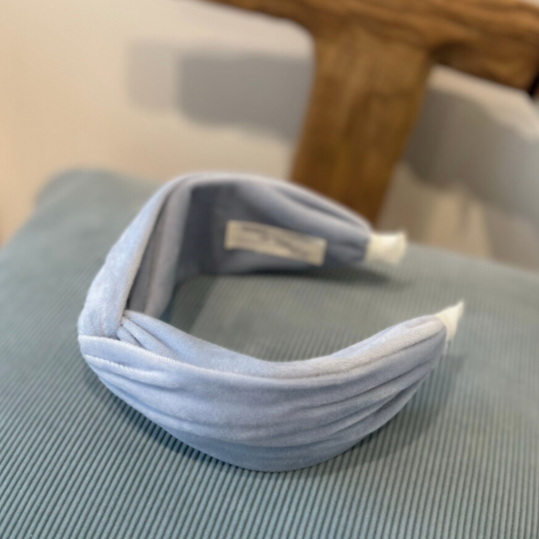 Duck Egg Blue Velvet Knotted Headband