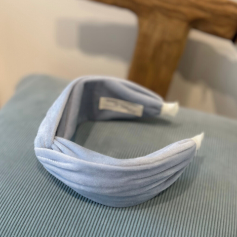 Duck Egg Blue Velvet Knotted Headband