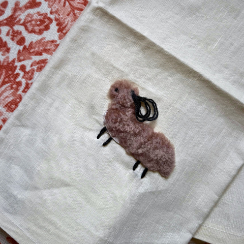 Hand towel linen with wool ram taupe