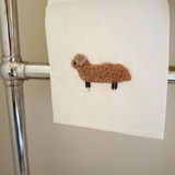 Hand towel linen with caramel wool sheep