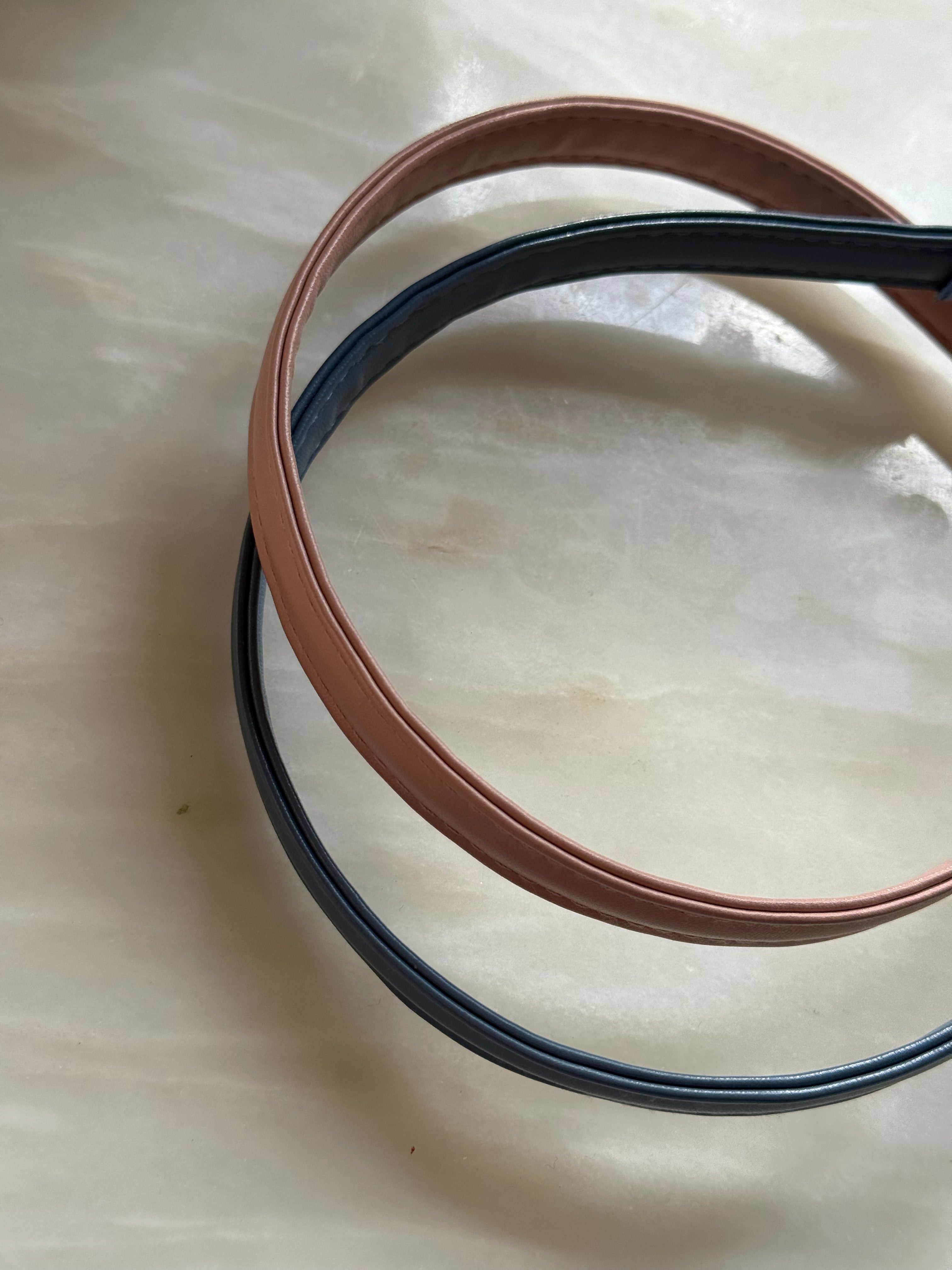 Pink Thin Faux Leather Headband