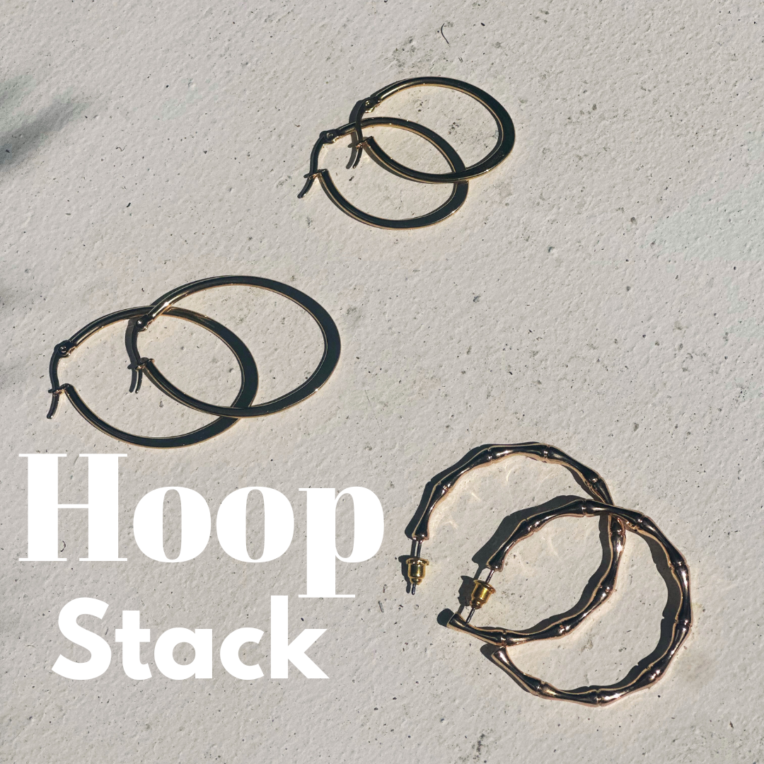 Gold bamboo hoop earrings