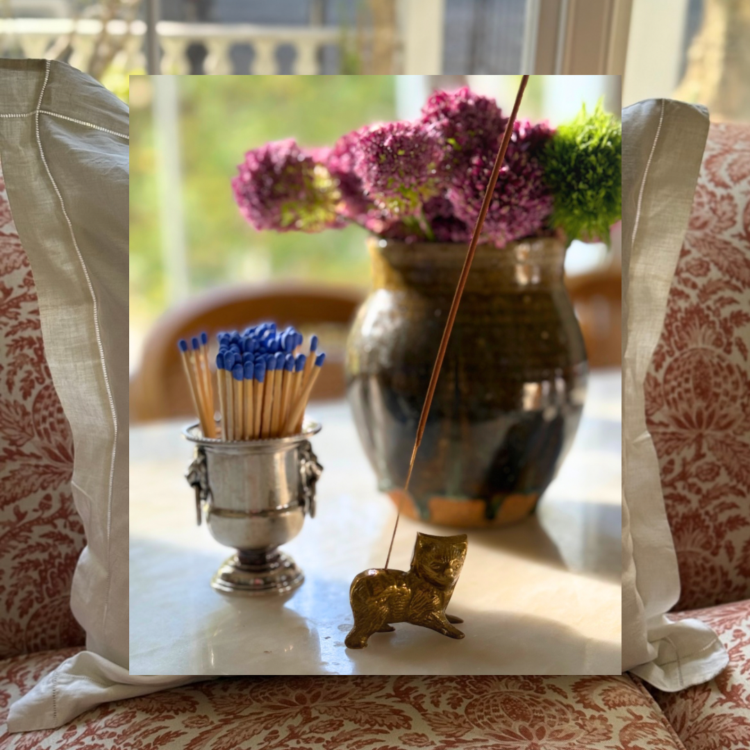 Brass cat incense holder