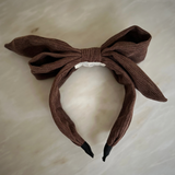 Classic Chocolate brown corduroy bow Headband