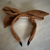 Caramel beige corduroy bow ribbon Headband