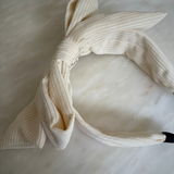 Cream corduroy bow ribbon Headband