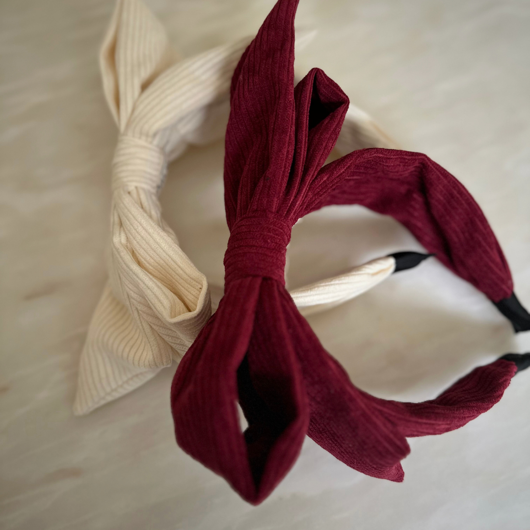 Classic Burgundy corduroy bow Headband