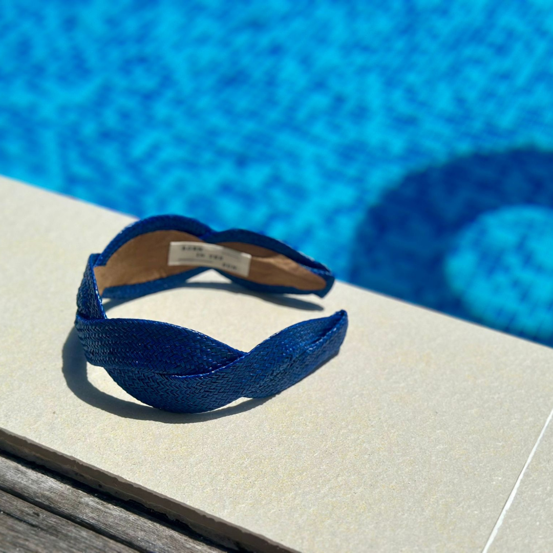 New Cobalt Blue Raffia Scalloped Headband