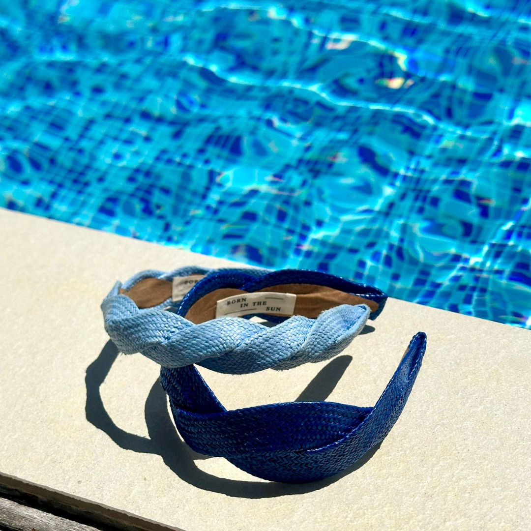 New Cobalt Blue Raffia Scalloped Headband