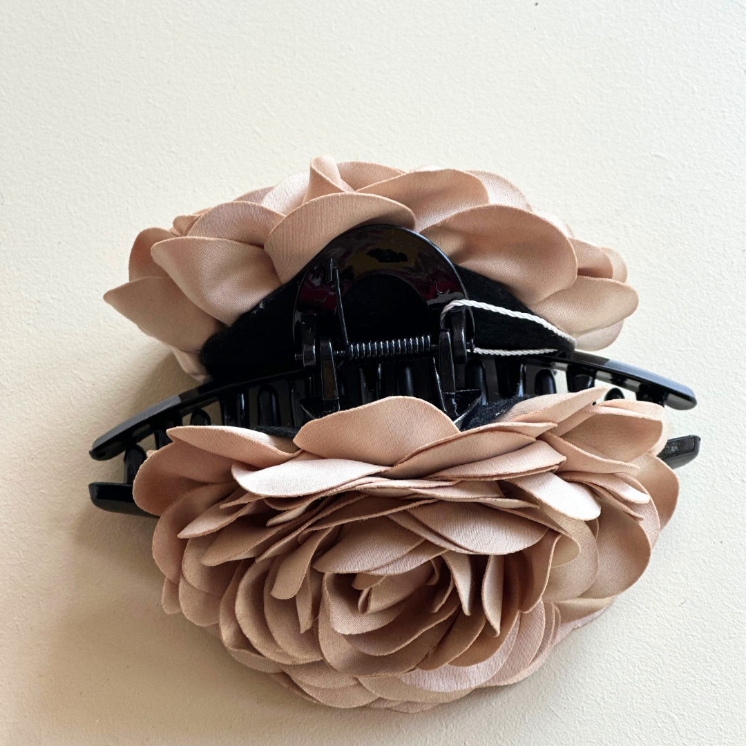 Beige Flower Claw Hair Clip