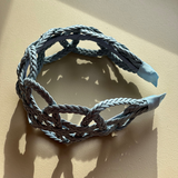 Basket weave blue Platted Leather Headband