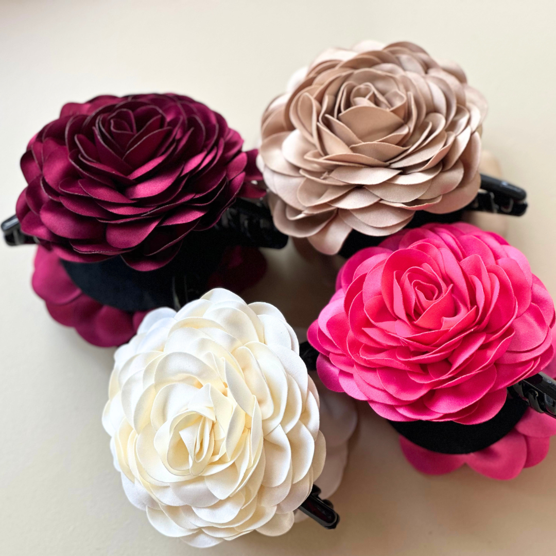 Flower burgundy Claw Hair Clip