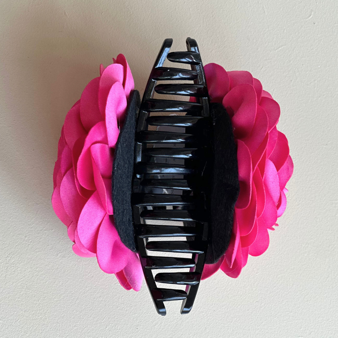 Pink Flower Claw Hair Clip