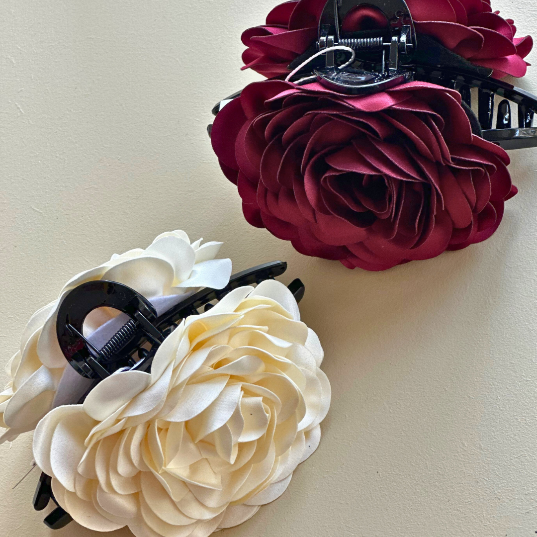 Flower burgundy Claw Hair Clip