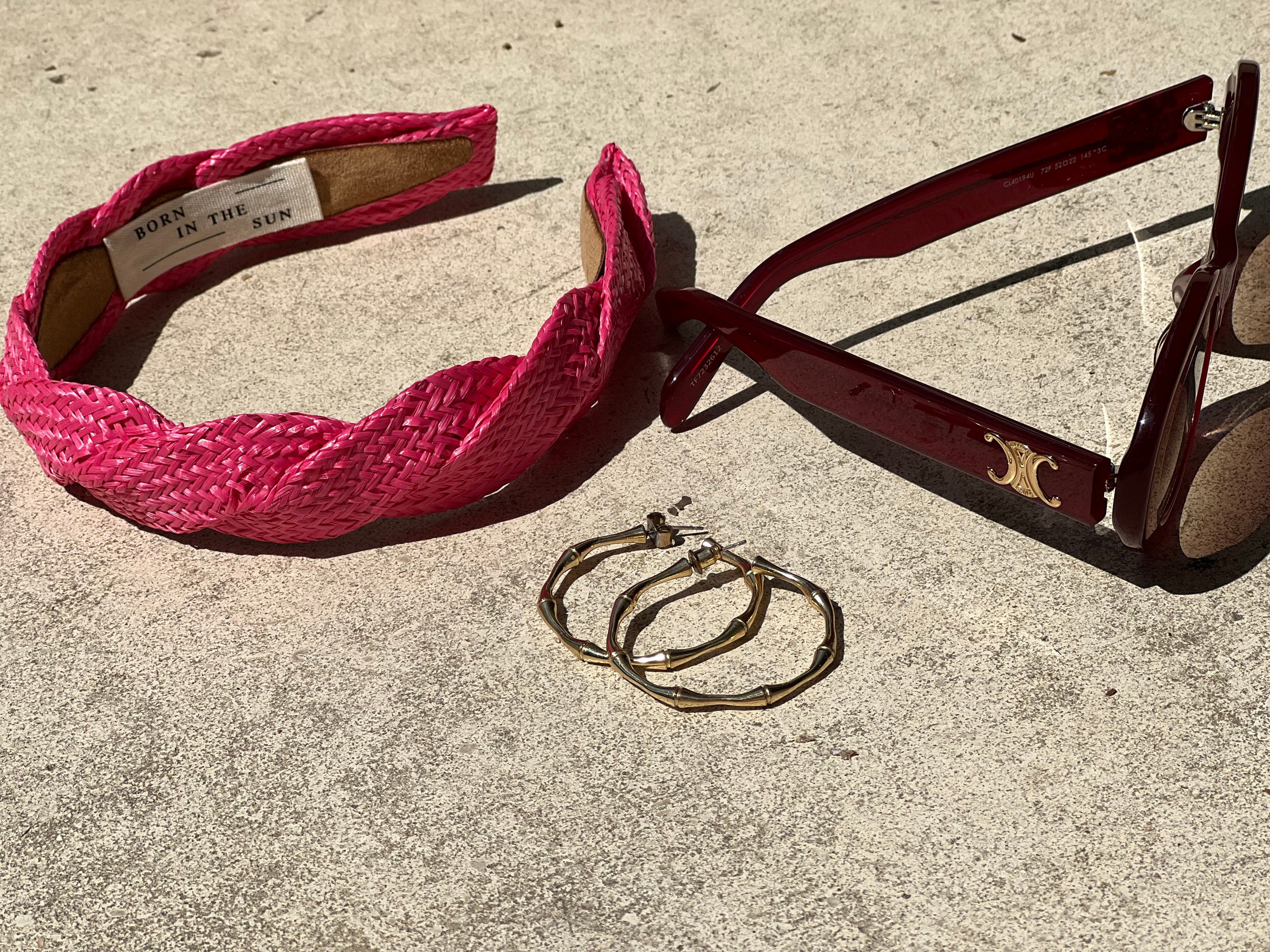 Raffia thin raspberry Scalloped shape Headband - Born In The Sun