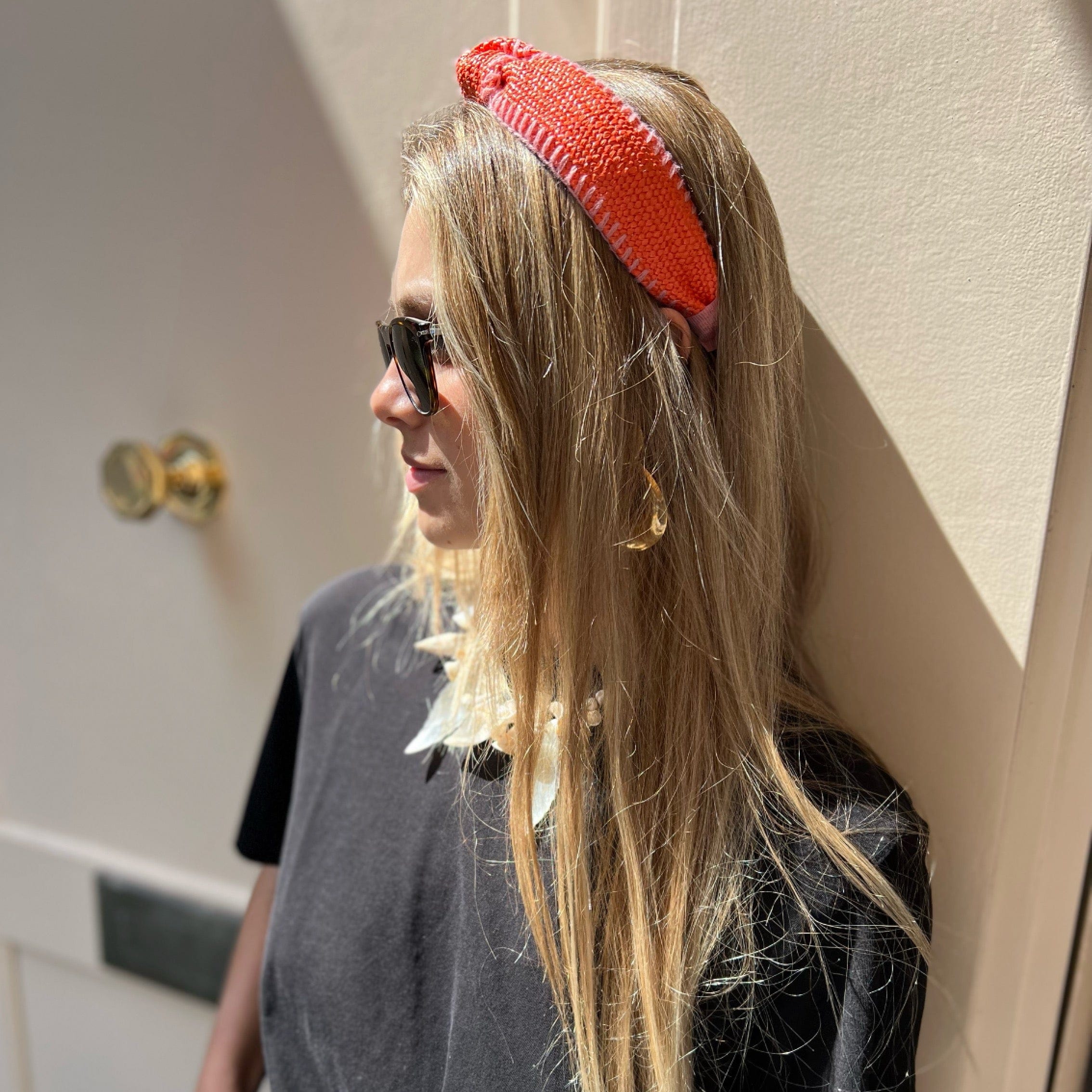 Knotted RaffiaStraw Apricot Headband - Born In The Sun