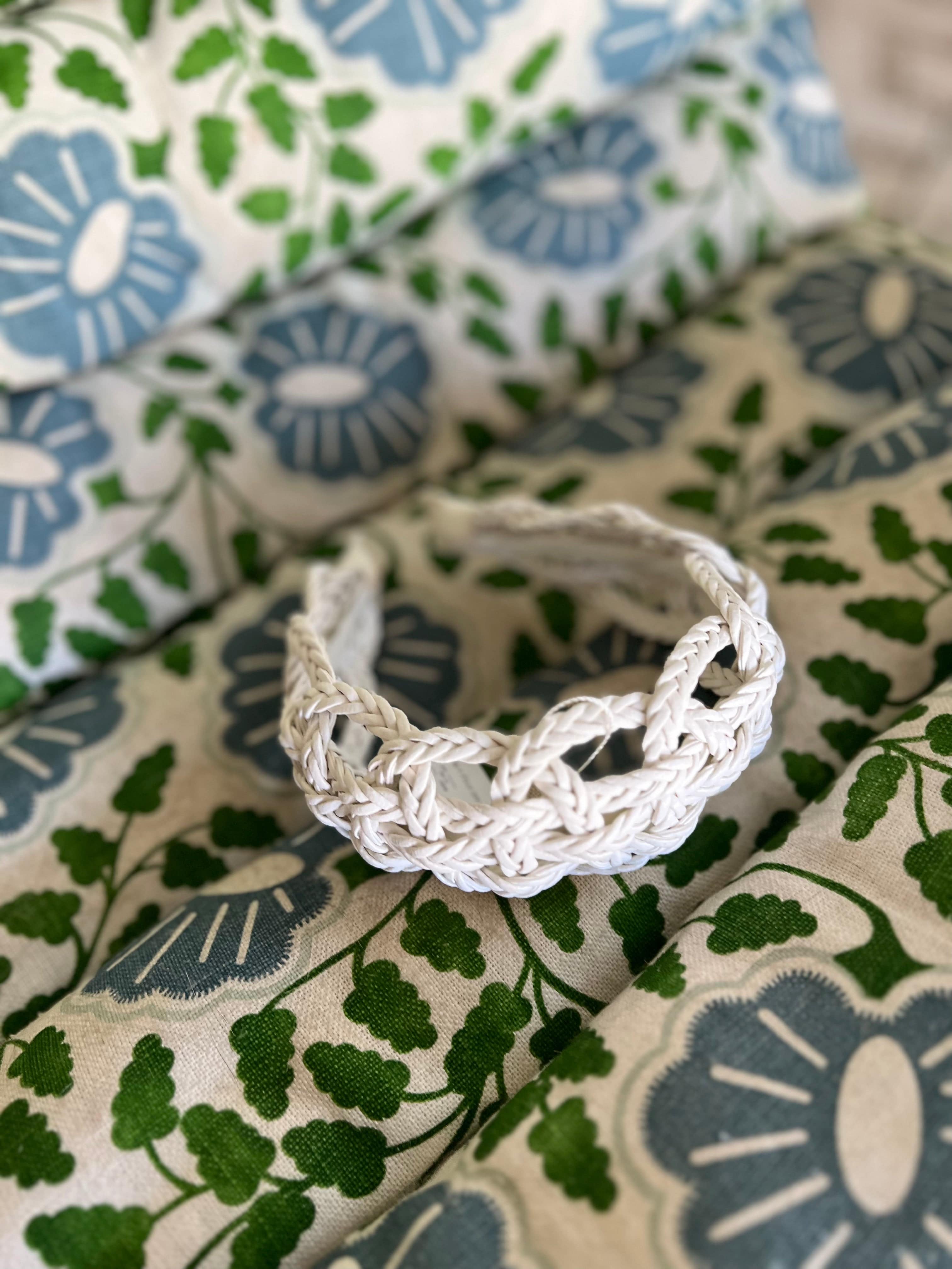 Basket weave White Platted Leather Headband - Born In The Sun