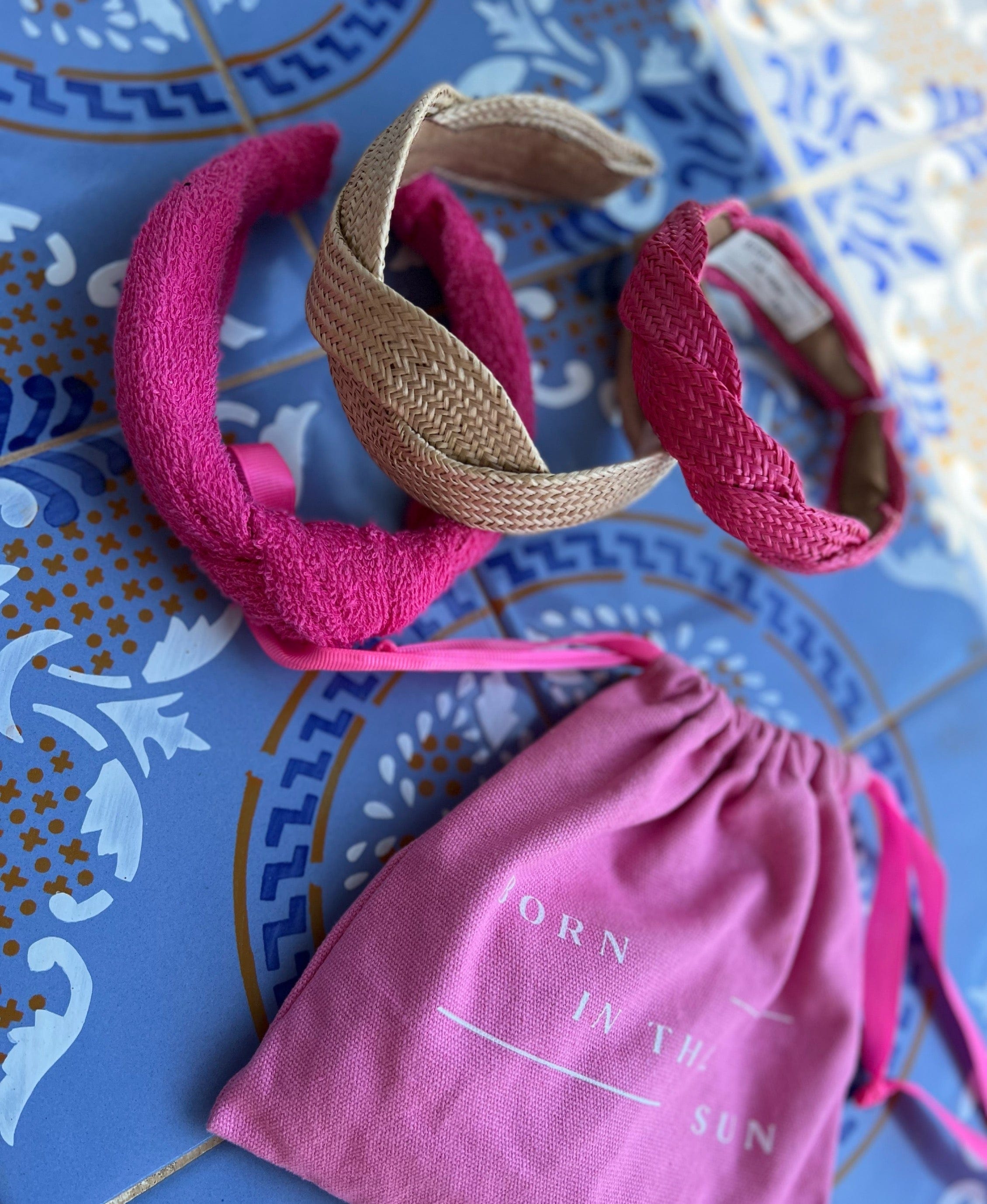 Raffia thin raspberry Scalloped shape Headband - Born In The Sun