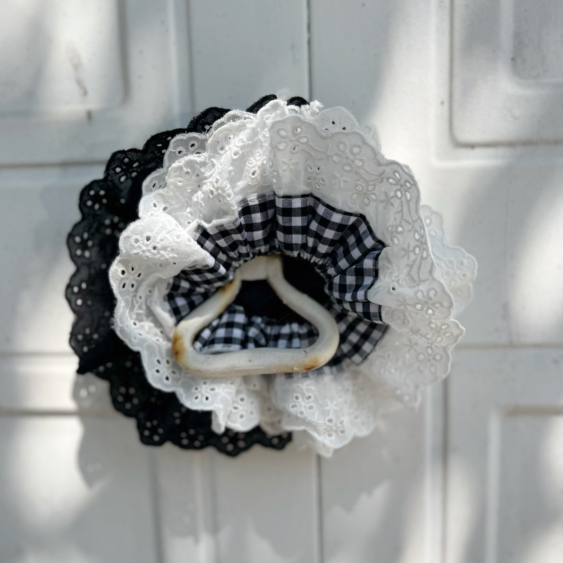 Broderie Anglaise gingham Scrunchie - Born In The Sun