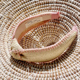 Knotted Raffia Straw beige and peach  Headband - Born In The Sun