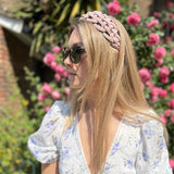 Basket weave Pink Platted Leather Headband - Born In The Sun