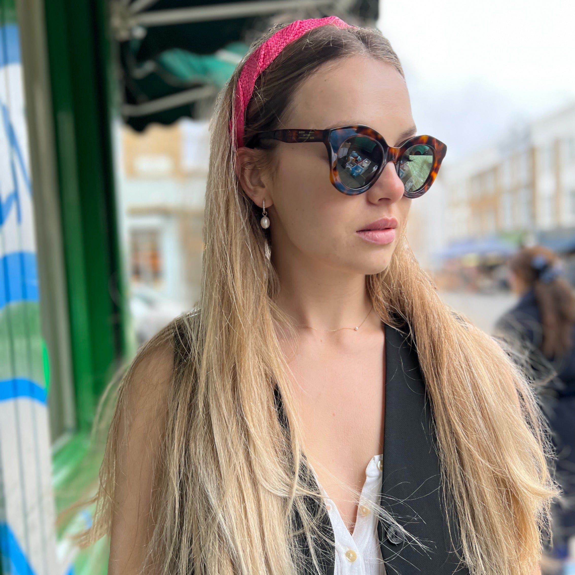 Raffia thin raspberry Scalloped shape Headband - Born In The Sun