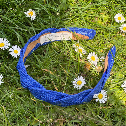 Cobalt blue thin raffia Scalloped shape Headband - Born In The Sun