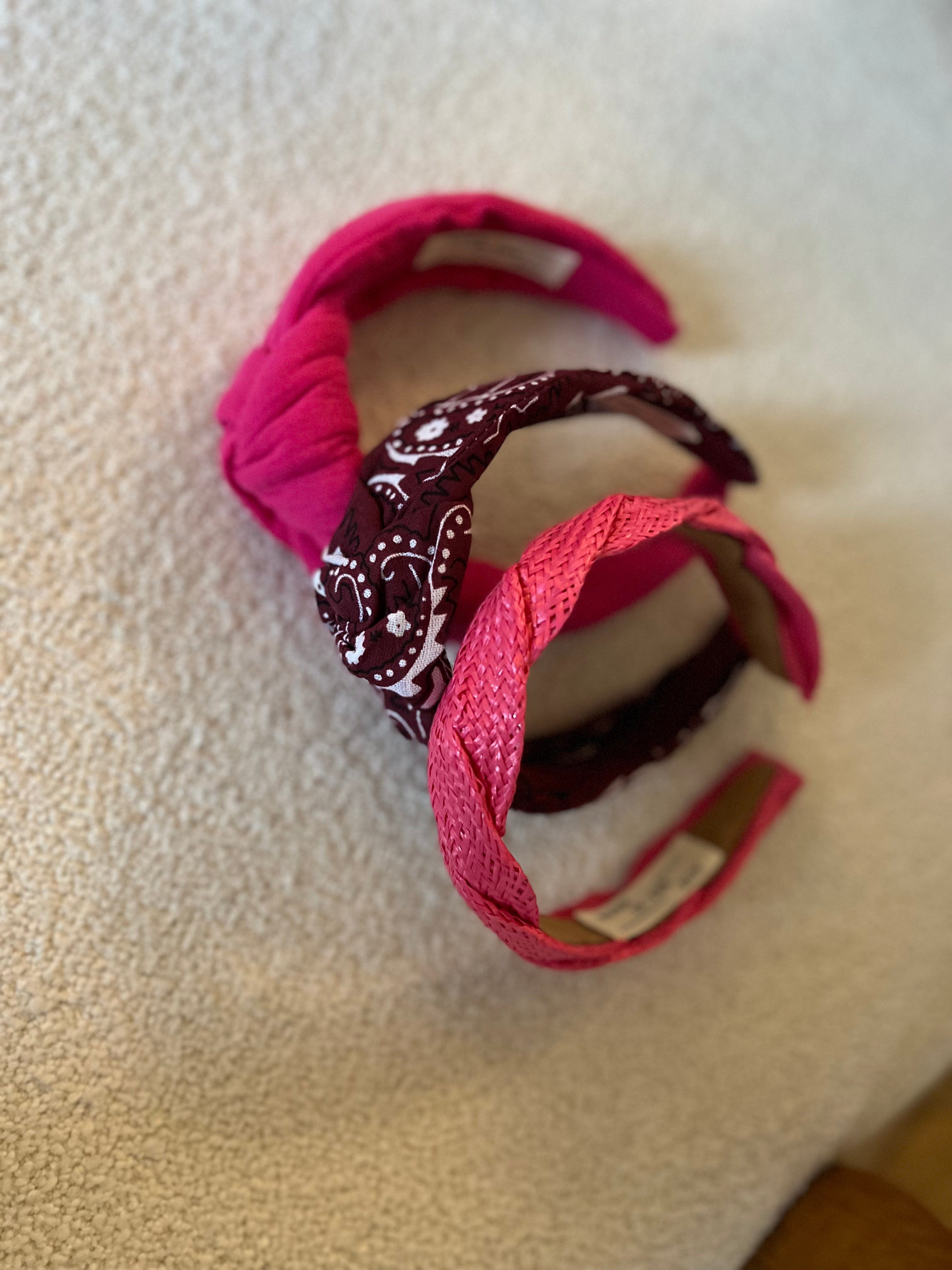 Raffia thin raspberry Scalloped shape Headband - Born In The Sun