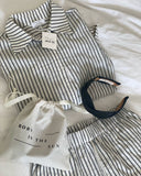 Stripe set S/M black & cream shirt and shorts - Born In The Sun