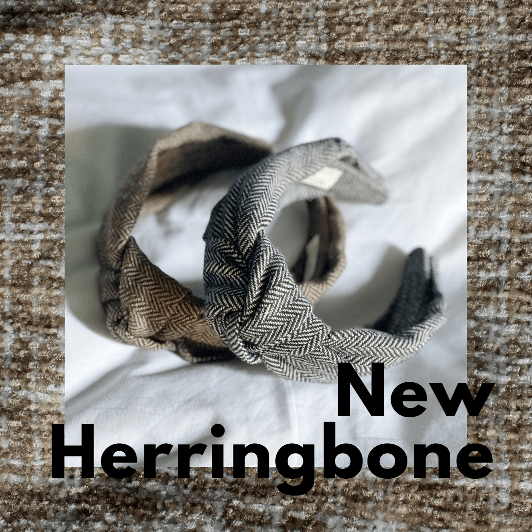 Herringbone grey and white Knotted Headband - Born In The Sun