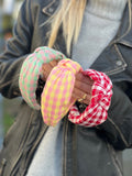Gingham pink and yellow Knotted Headband - Born In The Sun
