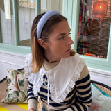 Gingham small square light blue padded Headband at Born In The Sun - Borninthesun