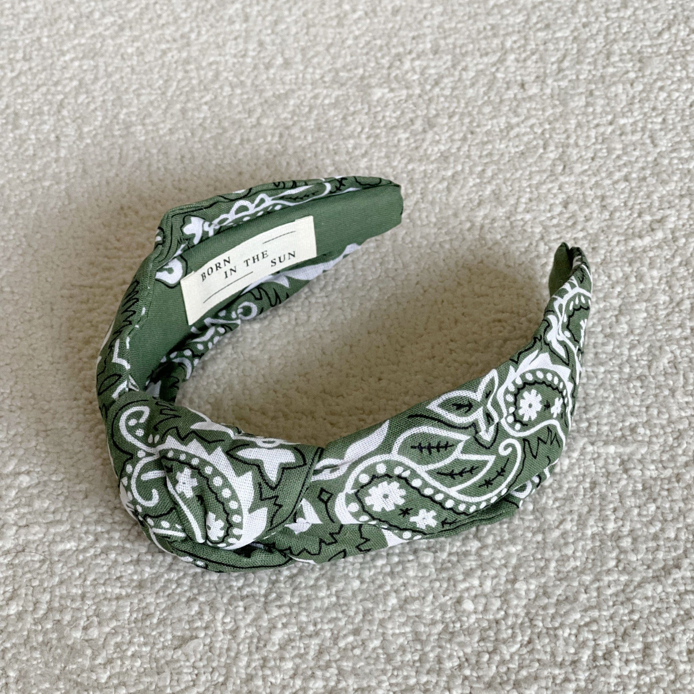 Bandana olive green knotted headband - Born In The Sun