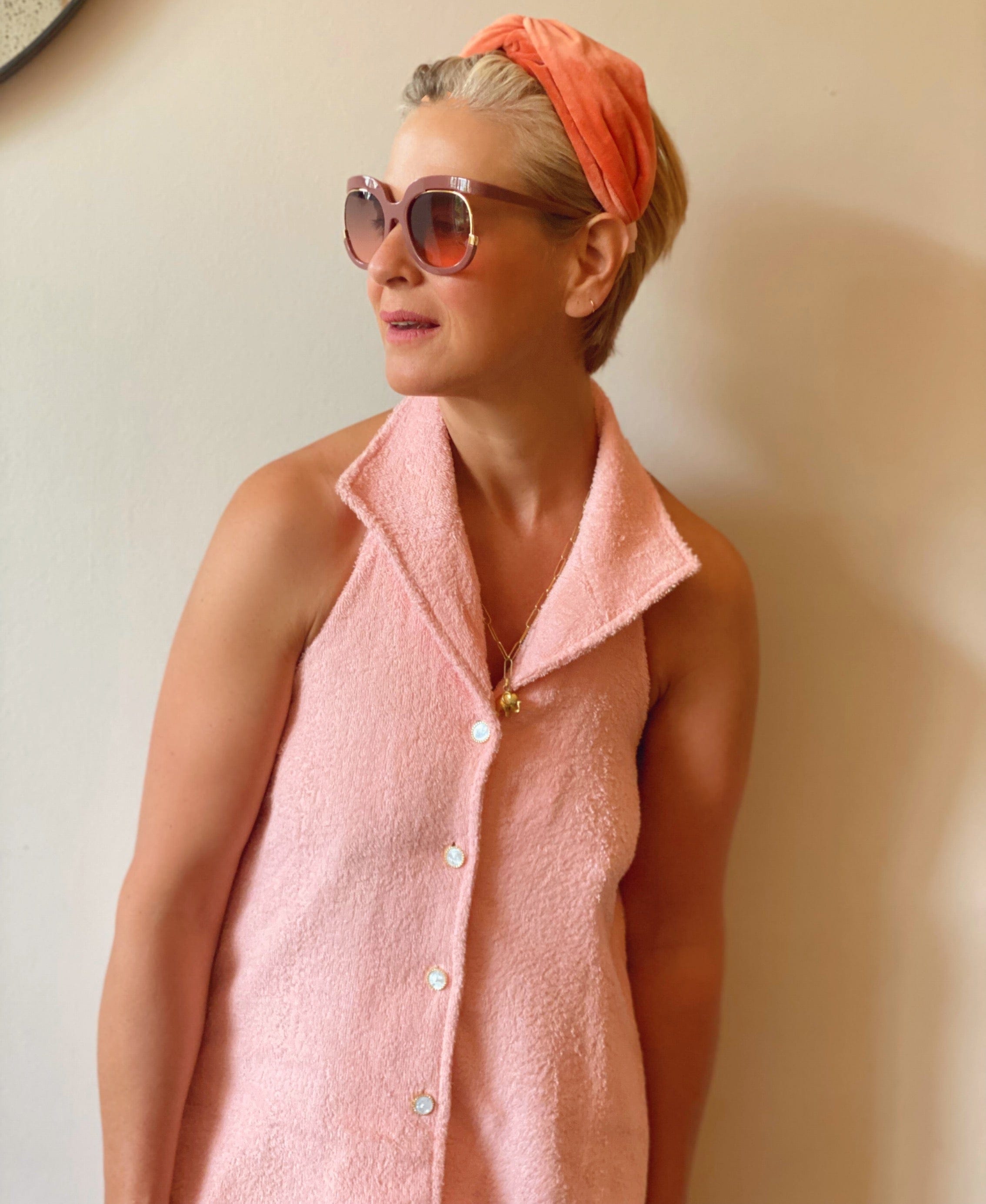 Dress towelling peach “déjà vu “dress S/M - Born In The Sun