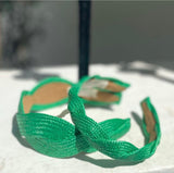Green thin raffia Scalloped shape Headband - Born In The Sun