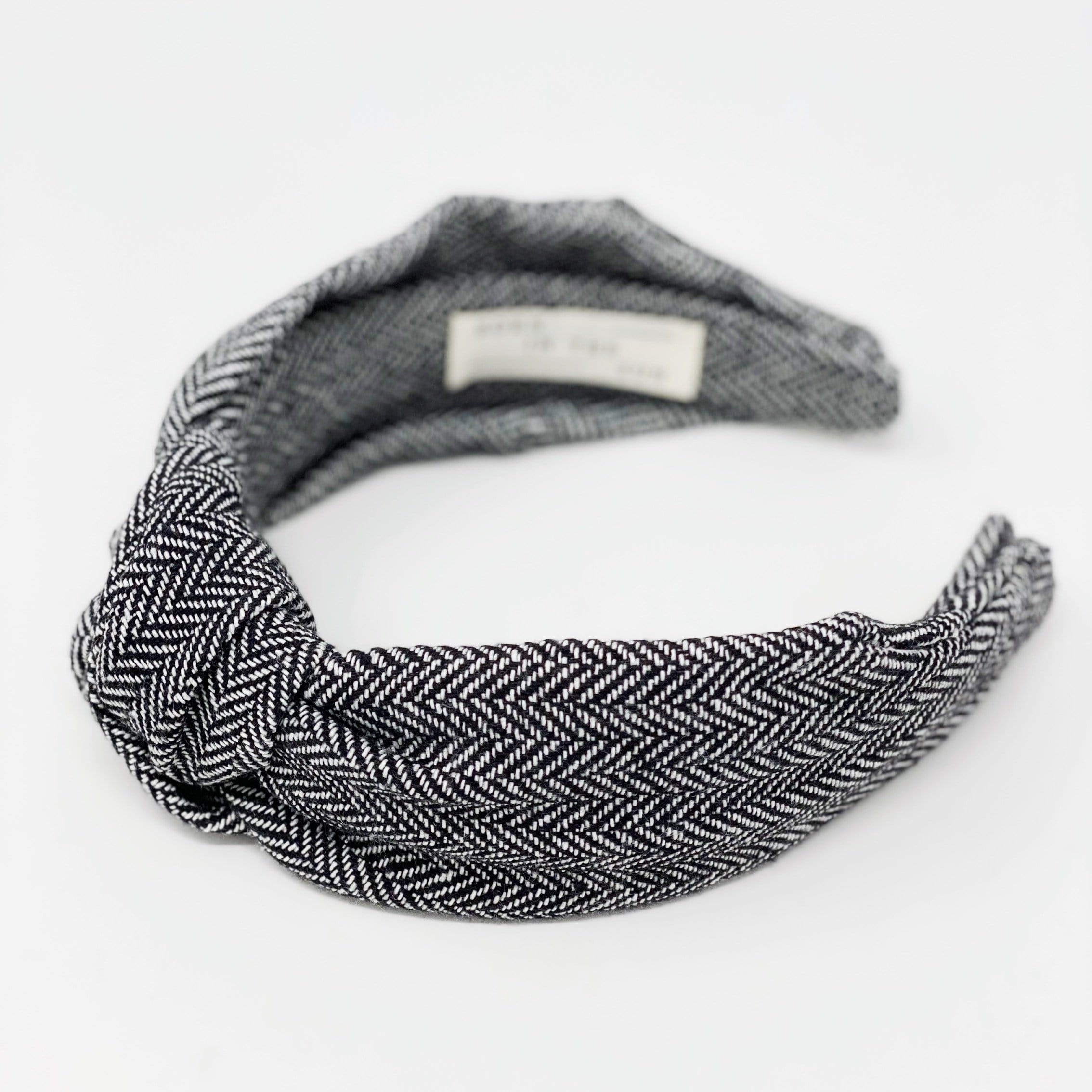 Herringbone grey and white Knotted Headband at Born In The Sun - Borninthesun