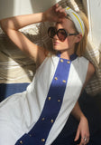 Dress white & navy towelling   “déjà vu “ size S/M - Born In The Sun