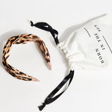 Silk Beige Leopard Classic Signature Shape Headband at Born in The Sun - Borninthesun