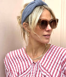 Grey Cotton Gauze Knotted Headband - Born In The Sun