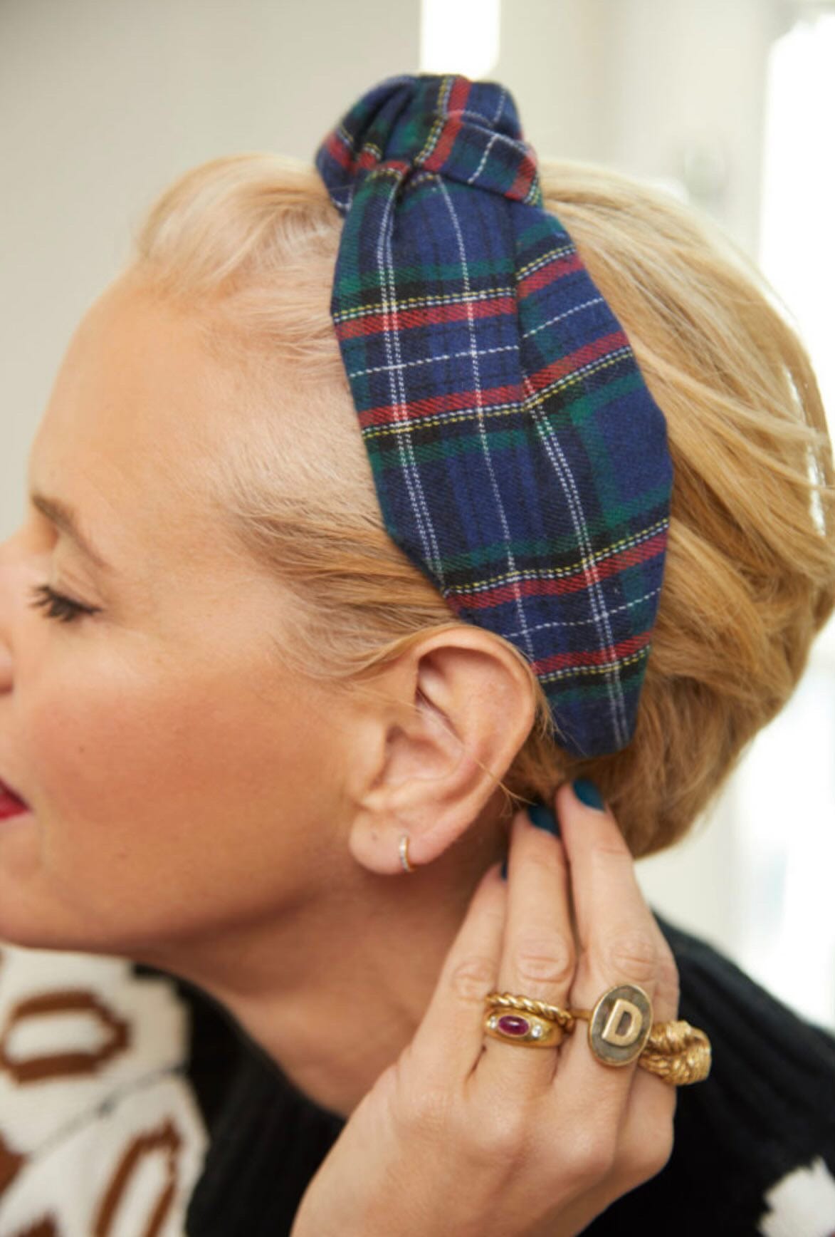 Tartan Navy Knotted Headband - Born In The Sun