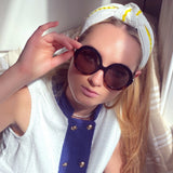Waffle white with scalloped contrast knotted headband - Born In The Sun