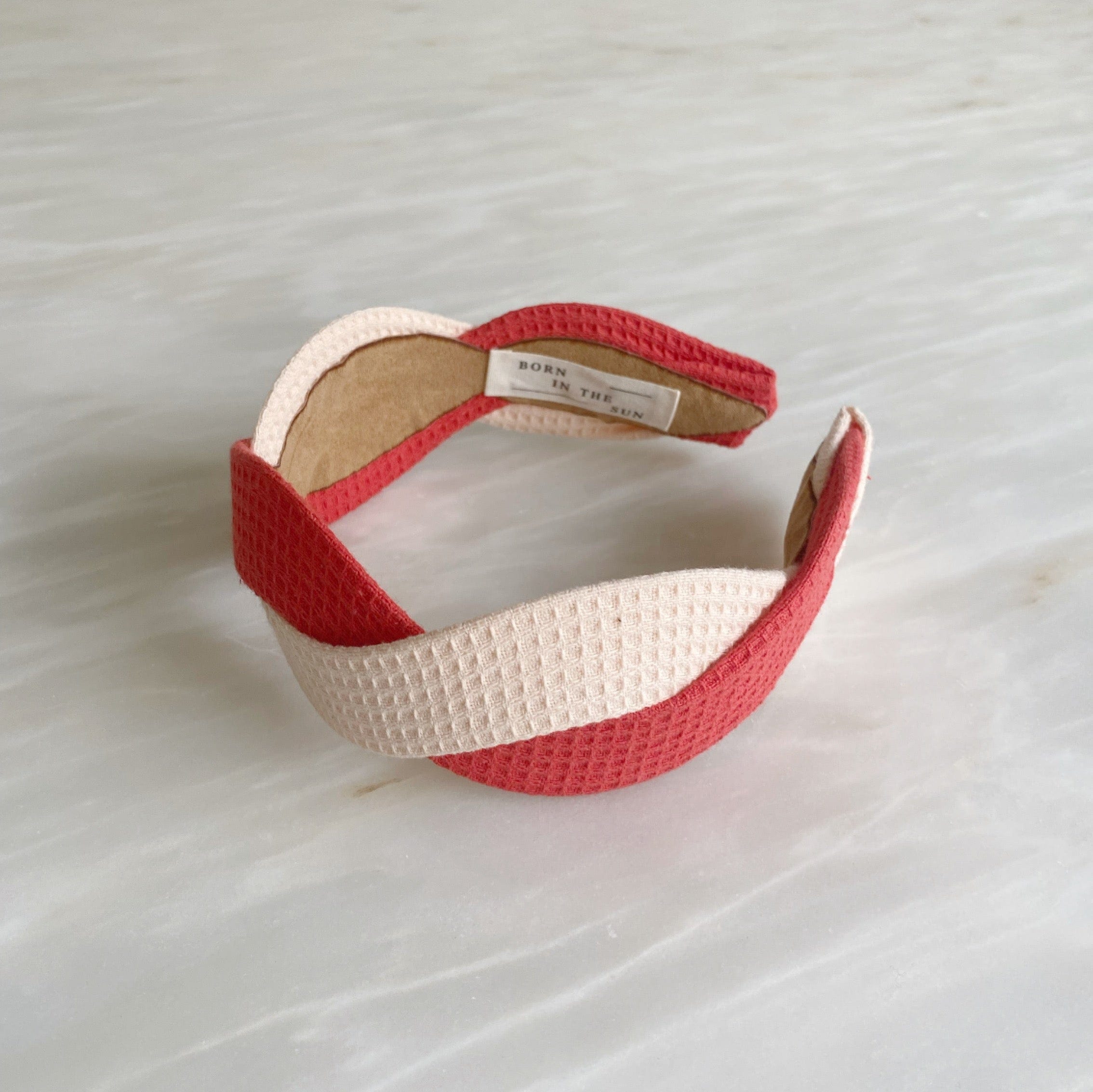Red and peach Waffle Scalloped shape Headband at Born In The Sun - Borninthesun